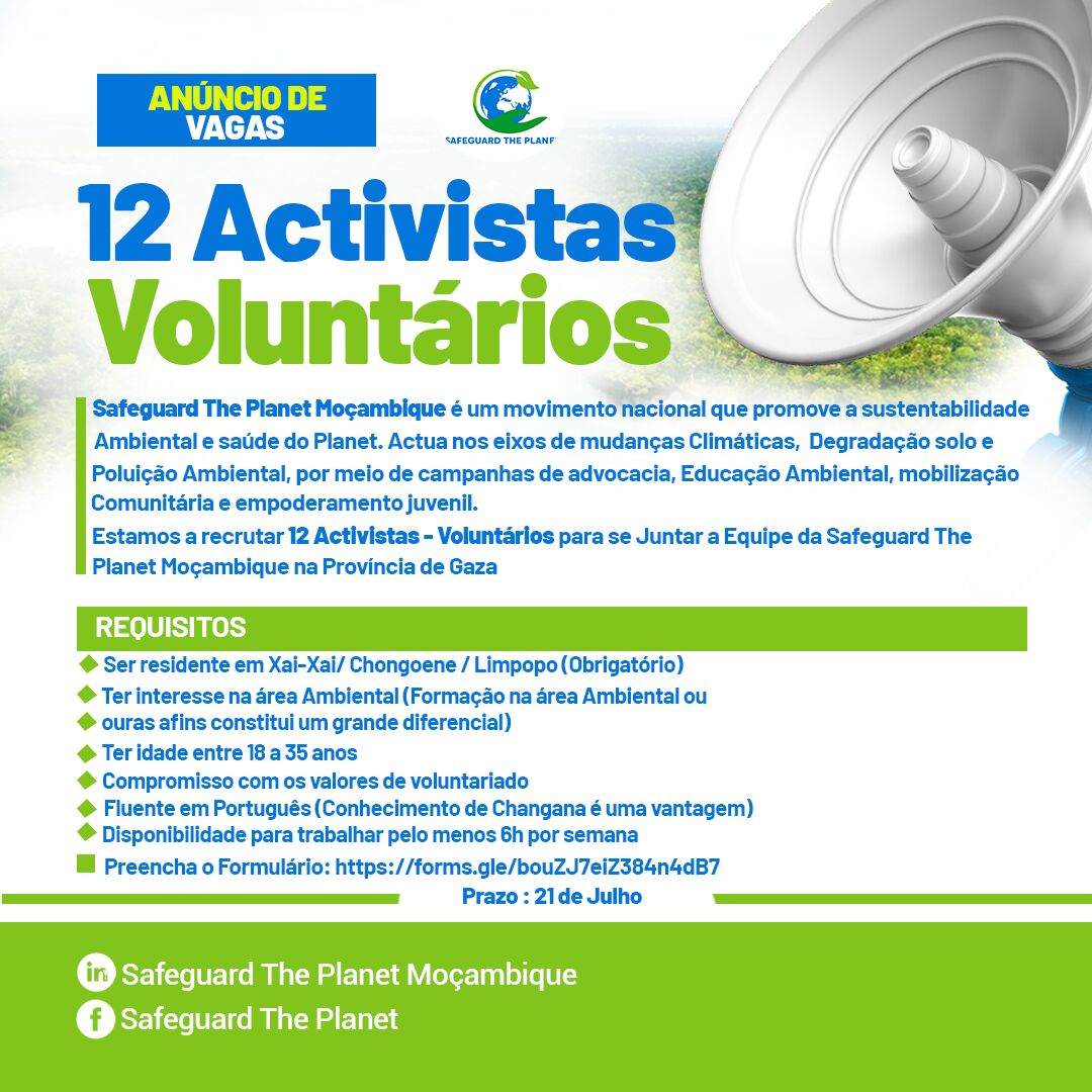 Vagas – 12 Activistas Voluntários