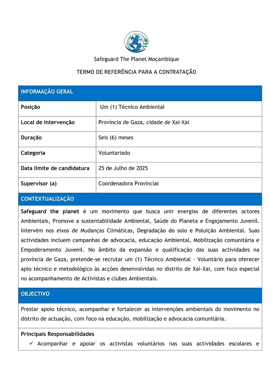 Vaga – Técnico Ambiental