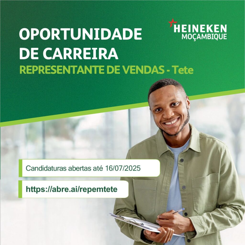 A HEINEKEN Moçambique está à procura de um(a) Representante de Vendas para reforçar a equipa em Tete.

Exclusivamente este mês,a Placard esta a oferecer 100.000 MT a 200 novos jogadores! Regista-te através do link e Ganha!
Na HEINEKEN, valorizamos profissionais que entregam resultados com paixão, respeitam as pessoas e têm coragem para crescer.

Candidaturas abertas até 16 de Julho.
Para mais informações sobre a vaga, aceda ao link – https://abre.ai/repemtete